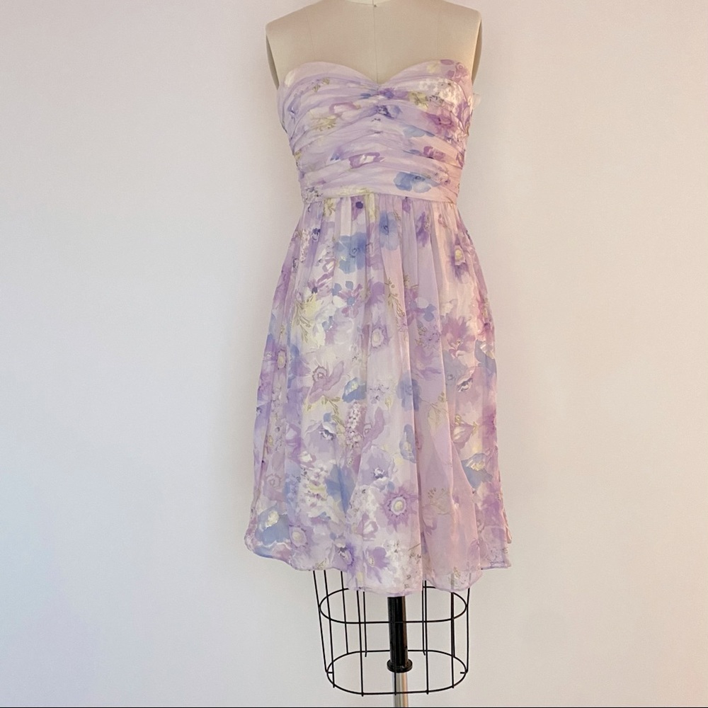 Floral Short Strapless Dress